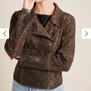 Anthropologie Marrakech Marnie Leopard Moto Jacket Lightweight Biker